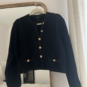 Massimo Dutti Black Knit Cardigan with Gold Buttons